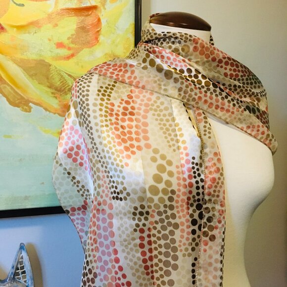 Korean Silk Feel Polka Dot Scarf Blue White OS - Picture 7 of 14